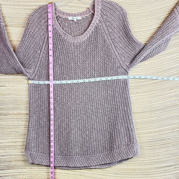 Madewell Coffeehouse Brown Linen Blend Knit Pullover Sweater Jumper Beige Size M - Picture 9 of 9